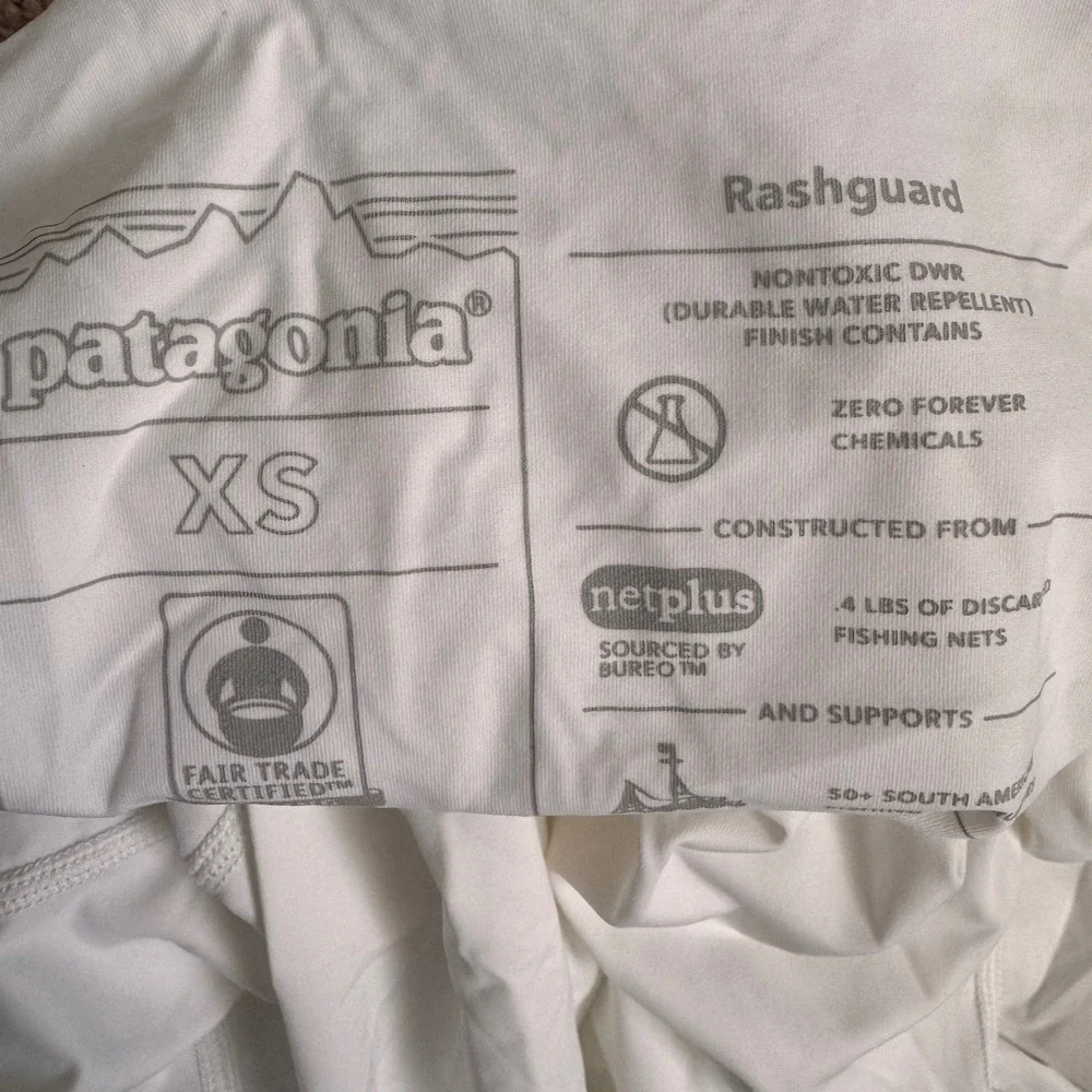 Patagonia Mens XS Long-Sleeved R0 Surf Top‎ White Rashguard UPF 50 86141  NWOT